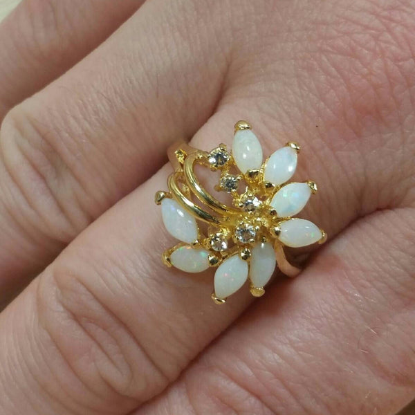 Vintage Gold Opal Cocktail Ring - Ring - AlphaVariable