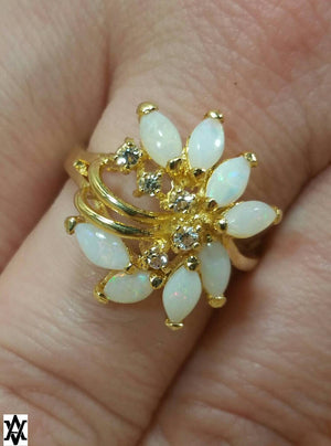 Vintage Gold Opal Cocktail Ring - Ring - AlphaVariable