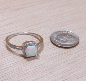 Square Opal Engagement Ring - Ring - AlphaVariable