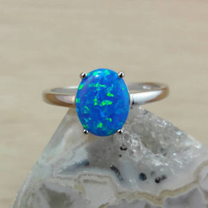 Blue Opal Oval Ring - Ring - AlphaVariable
