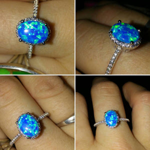 Blue Oval Opal Ring - Ring - AlphaVariable