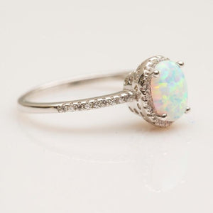 Opal Ring with Halo - Ring - AlphaVariable