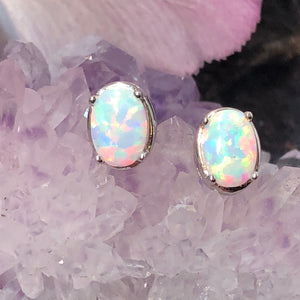 Oval Opal Earrings - Earrings - AlphaVariable