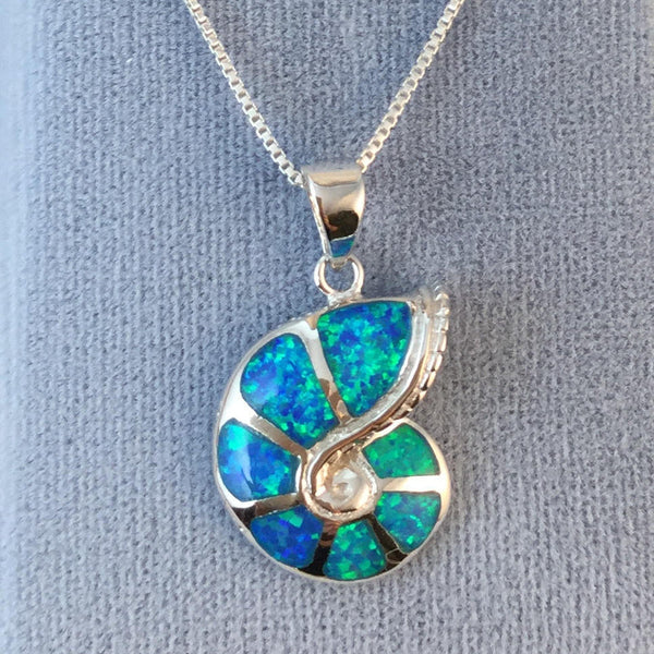 Blue Opal Ammonite Necklace - Necklace - AlphaVariable