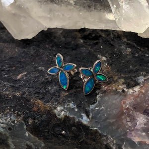 Blue Opal Cross Earrings - Earrings - AlphaVariable