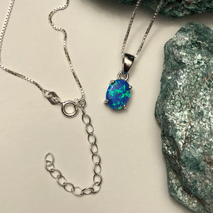Blue Opal Ring + Necklace + Earrings Jewelry Set - Jewelry Sets - AlphaVariable