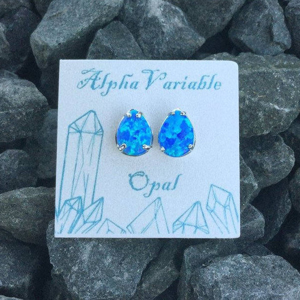 Teardrop Opal Earrings - Earrings - AlphaVariable