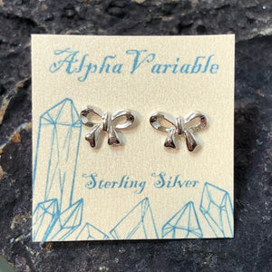 Bow Earrings - Sterling Silver Studs - AlphaVariable