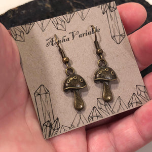 Bronze Mushroom Earrings - Earrings - AlphaVariable