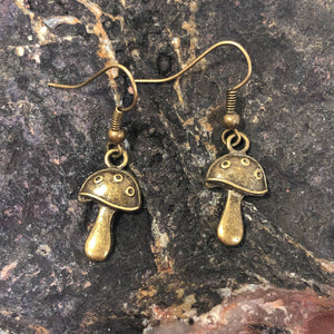 Bronze Mushroom Earrings - Earrings - AlphaVariable