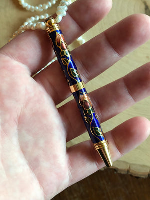 Cloisonne Pen + Pearl Necklace - Necklace - AlphaVariable