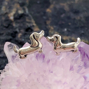 Dachshund Earrings Sterling Silver Studs - Sterling Silver Studs - AlphaVariable