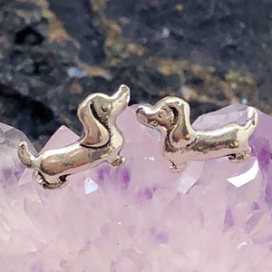 Dachshund Earrings Sterling Silver Studs - Sterling Silver Studs - AlphaVariable
