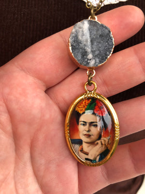 Frida Kahlo Druzy Necklace - Necklace - AlphaVariable