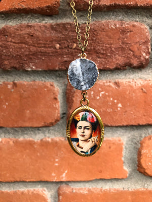 Frida Kahlo Druzy Necklace - Necklace - AlphaVariable