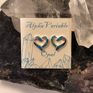 Opal Heart Earrings - Earrings - AlphaVariable