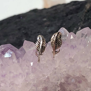 Feather Earrings - Sterling Silver Studs - AlphaVariable