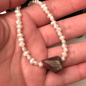 Freshwater Pearl Muscovite Crystal Necklace - Necklace - AlphaVariable