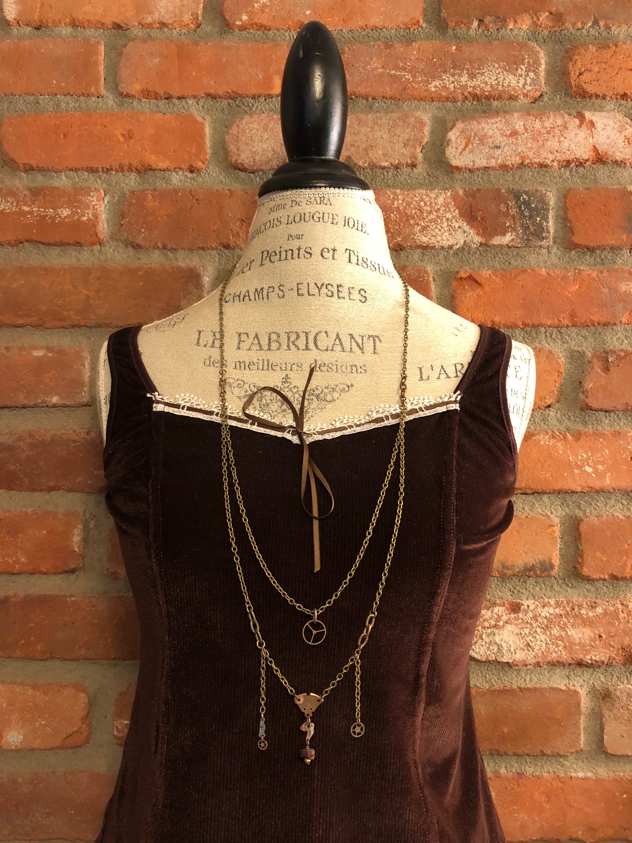 Garnet + Gear Necklace -  - AlphaVariable