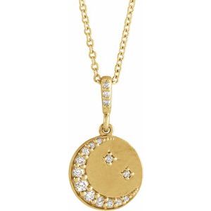 14k gold necklace with moon and diamond stars