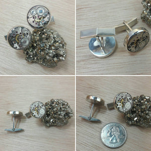 Sterling Silver Steampunk Cuff Links - Cuff Links - AlphaVariable