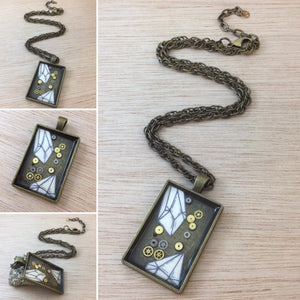 Steampunk Gear Resin Necklace - Pocket Watch Necklace - AlphaVariable
