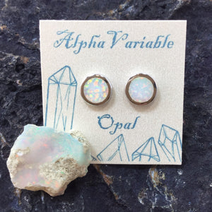 Sterling Silver Opal Earrings - Earrings - AlphaVariable