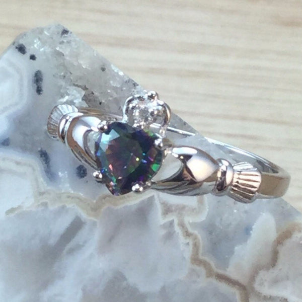 Mystic Topaz Claddagh Ring - Ring - AlphaVariable