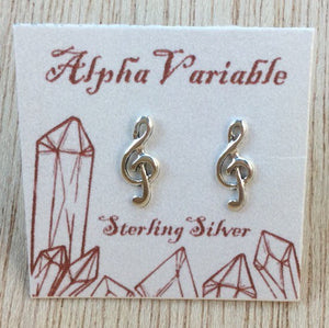 Sterling Silver Music Stud Earrings - Earrings - AlphaVariable