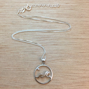 Sterling Silver Wave Necklace - Necklace - AlphaVariable