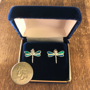 Opal Dragonfly Earrings + Blue Velvet Gift Box