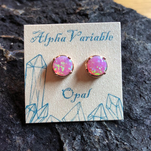 Rose Gold Pink Opal Earrings - Earrings - AlphaVariable