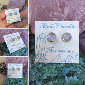Moonstone Studs - Earrings - AlphaVariable