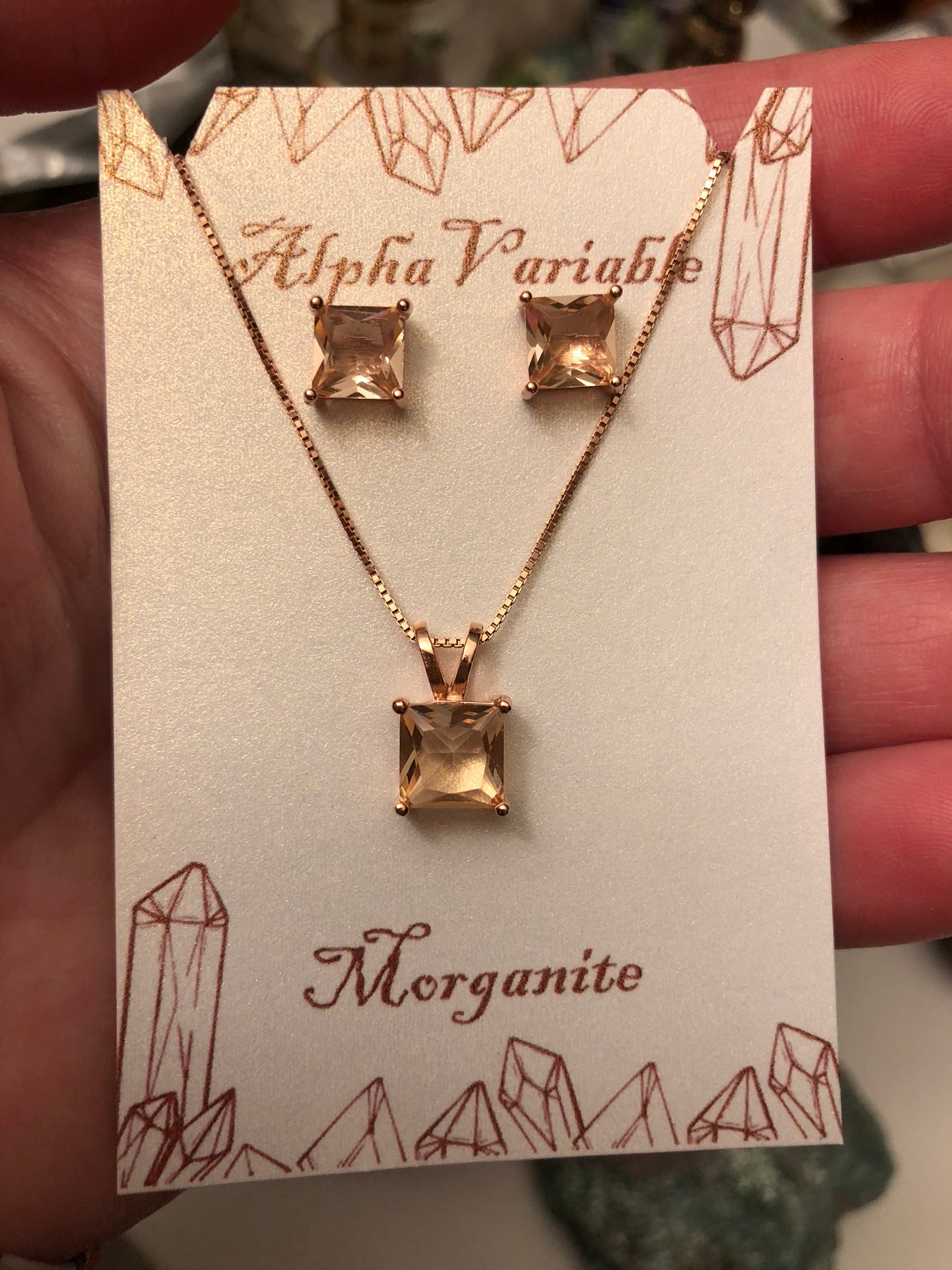 Morganite earring online and necklace set