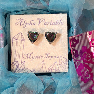 Mystic Topaz Heart Earrings - Earrings - AlphaVariable