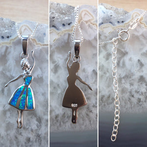 Blue Opal Ballerina Necklace - Necklace - AlphaVariable