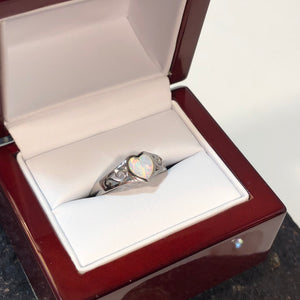 Opal Heart Ring in Wood Box - Ring - AlphaVariable