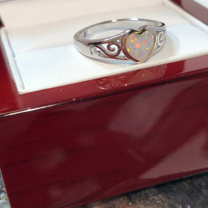 Opal Heart Ring in Wood Box - Ring - AlphaVariable