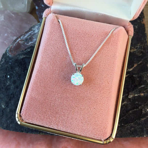 Opal Necklace + Velvet Gift Box - Necklace - AlphaVariable