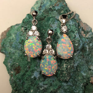 Opal Earrings + Necklace Set - Jewelry Sets - AlphaVariable