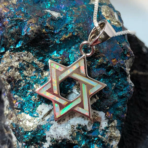 Opal Star of David Necklace - Necklace - AlphaVariable