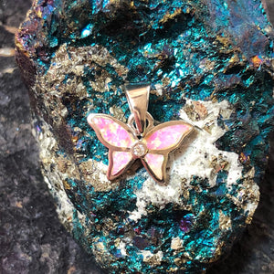 Pink Opal Butterfly Necklace - Necklace - AlphaVariable
