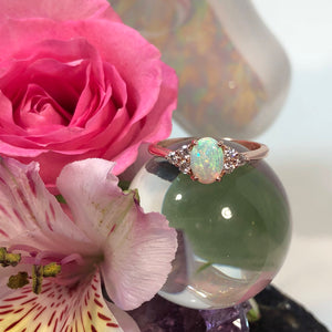 Rose Gold Diamond Opal Ring - Ring - AlphaVariable