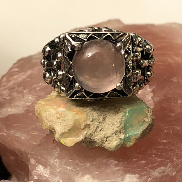 Rose Quartz Crystal Ring - Ring - AlphaVariable