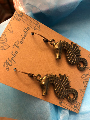 Bronze Seahorse Earrings - Earrings - AlphaVariable