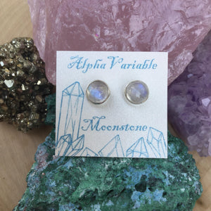 Moonstone Studs - Earrings - AlphaVariable