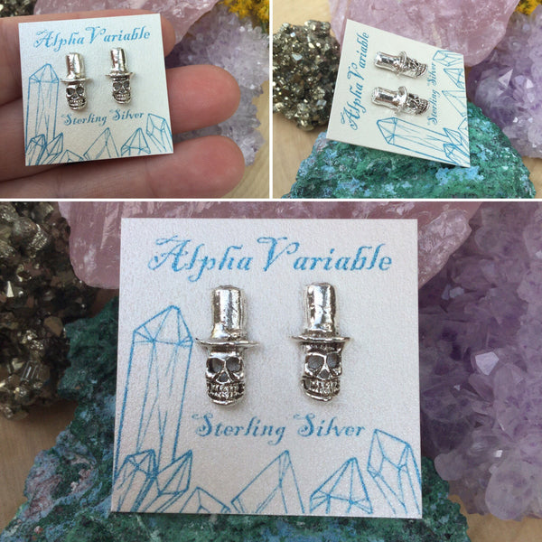 Papa Legba Stud Earrings - Sterling Silver Studs - AlphaVariable