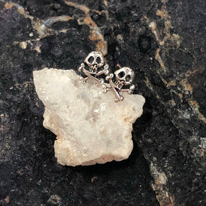Skull and Cross Bone Earrings - Sterling Silver Studs - AlphaVariable