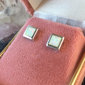 Square Opal Earrings - Earrings - AlphaVariable