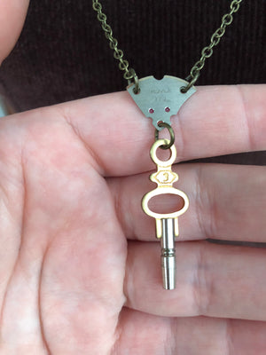 Steampunk Gear and Key Necklace -  - AlphaVariable